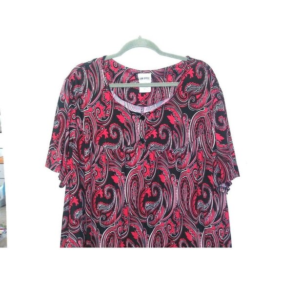 Lane Bryant Dress Plus Sz 2X Paisley red black Stretch Pockets Jumper Maxi dress - Picture 2 of 8